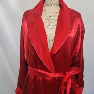 Vintage Playboy Style Red Robe. Soft & Silky. Erika Taylor Intimates. Size Large